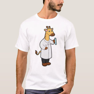 Giraffe as Doctor with Test tube T-Shirt