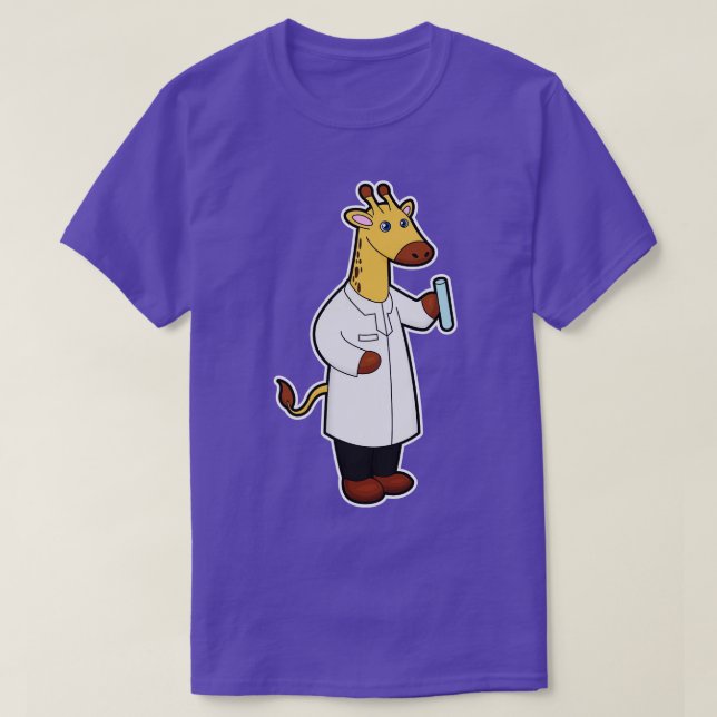 Giraffe as Doctor with Test tube T-Shirt (Design Front)