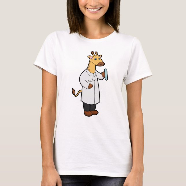 Giraffe as Doctor with Test tube T-Shirt (Front)
