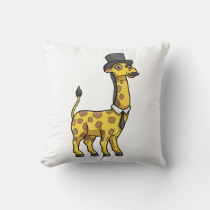 Giraffe as Gentleman with Hat, Tie and Moustache Cushion