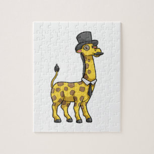Giraffe as Gentleman with Hat, Tie and Moustache Jigsaw Puzzle