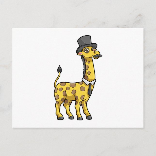 Giraffe as Gentleman with Hat, Tie and Moustache Postcard (Front)