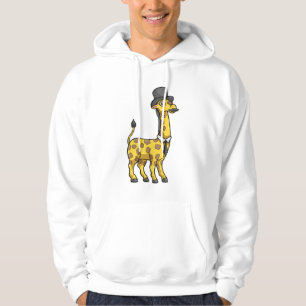 Giraffe as Gentleman with Hat, Tie and Mustache Hoodie