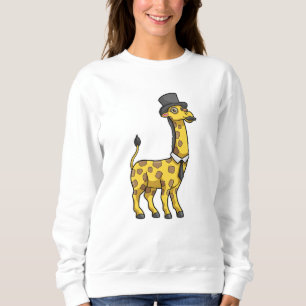 Giraffe as Gentleman with Hat, Tie and Mustache Sweatshirt