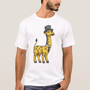 Giraffe as Gentleman with Hat, Tie and Mustache T-Shirt