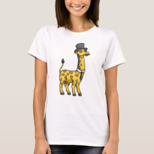 Giraffe as Gentleman with Hat, Tie and Mustache T-Shirt