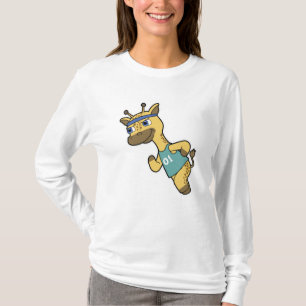Giraffe as Jogger at Running with Headband T-Shirt