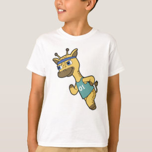 Giraffe as Jogger at Running with Headband T-Shirt