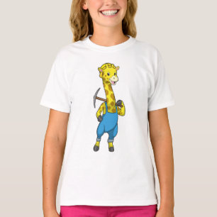 Giraffe as Miner with Pickaxe T-Shirt