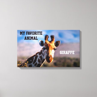 Giraffe as My Favourite Animal Custom Canvas Print