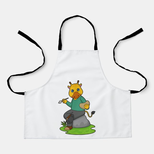 Giraffe as Painter with Paint brush Apron (Front)