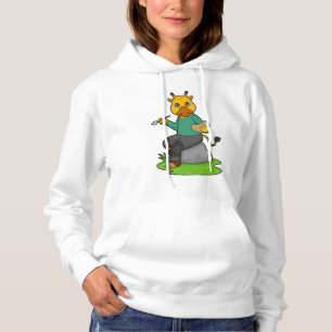 Giraffe as Painter with Paint brush Hoodie