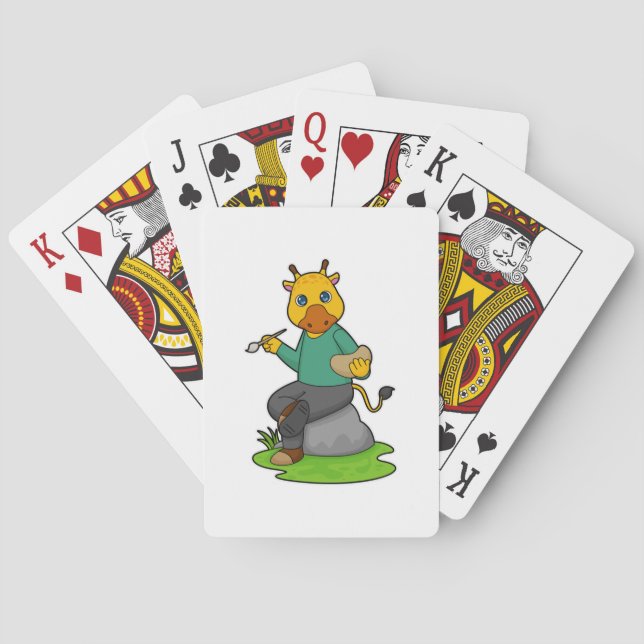 Giraffe as Painter with Paint brush Playing Cards (Back)