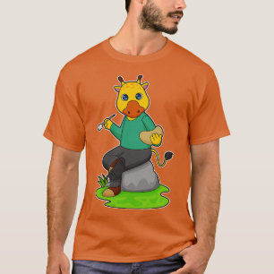 Giraffe As Painter With Paint Brush T-Shirt