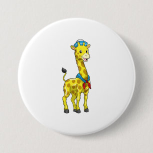 Giraffe as Sailor with Sailor hat 7.5 Cm Round Badge