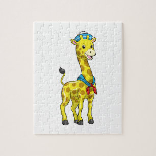 Giraffe as Sailor with Sailor hat Jigsaw Puzzle