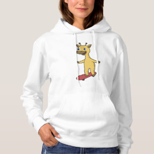 Giraffe as Skater with Skateboard Hoodie