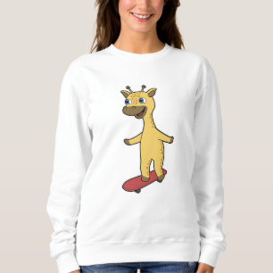 Giraffe as Skater with Skateboard Sweatshirt