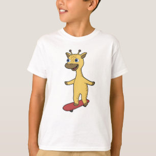 Giraffe as Skater with Skateboard T-Shirt