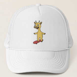 Giraffe as Skater with Skateboard Trucker Hat