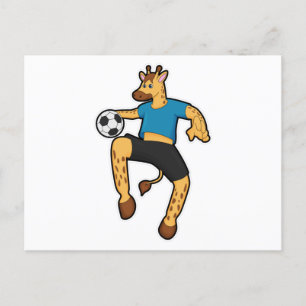 Giraffe as Soccer player with Soccer ball Postcard