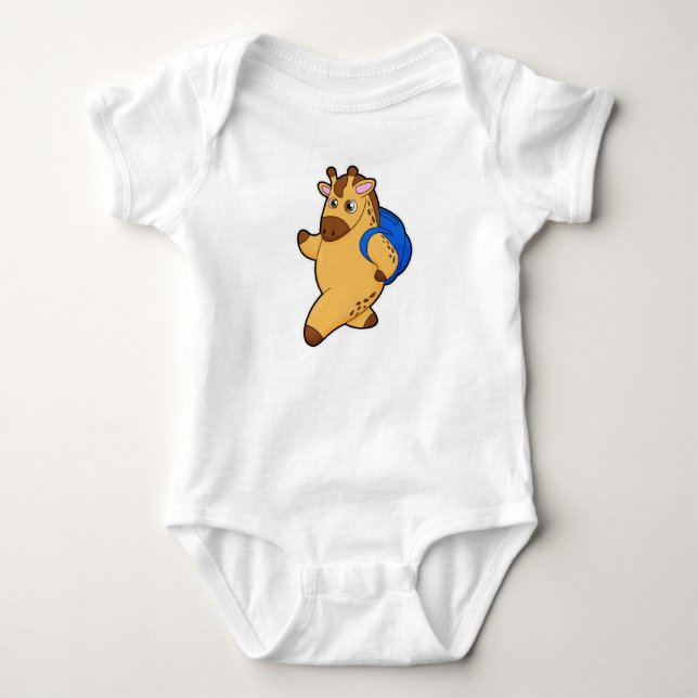 Giraffe as Student with Backpack Baby Bodysuit (Front)