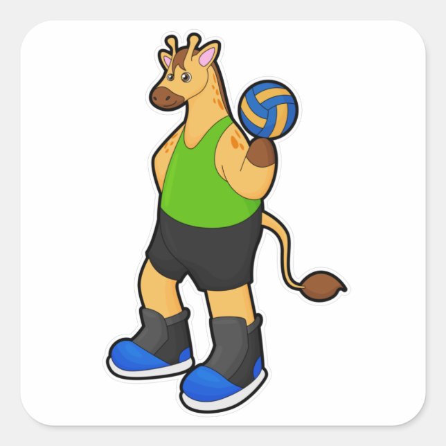 Giraffe as Volleyball player with Volleyball Square Sticker (Front)