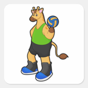 Giraffe as Volleyball player with Volleyball Square Sticker