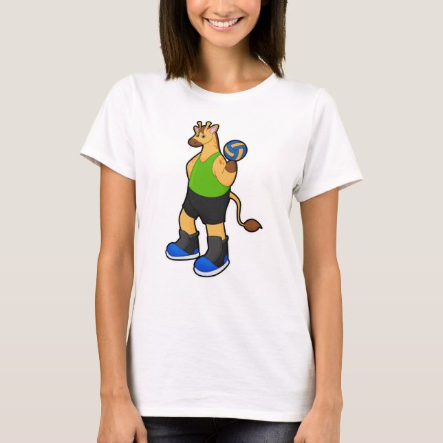 Giraffe as Volleyball player with Volleyball T-Shirt (Front)