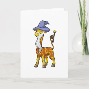 Giraffe as Wizard with Magic wand & Hat Card