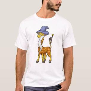 Giraffe as Wizard with Magic wand & Hat T-Shirt