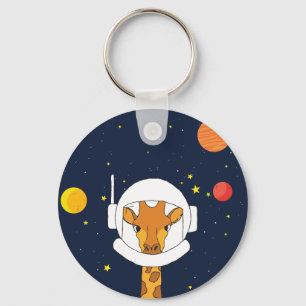 Giraffe Astronaut Animal With Space Helmet Clipart Key Ring