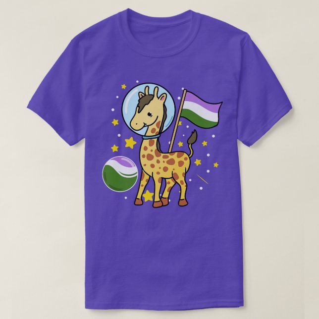 Giraffe Astronaut Genderqueer Pride  T-Shirt (Design Front)
