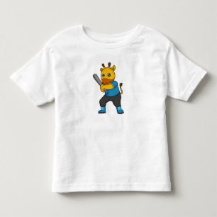 Giraffe at Baseball with Baseball bat Toddler T-Shirt