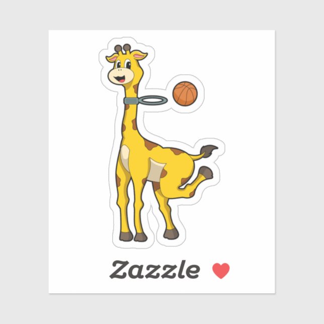 Giraffe at Basketball with Basketball hoop (Sheet)