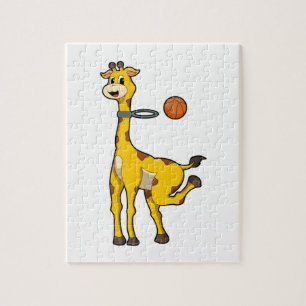 Giraffe at Basketball with Basketball hoop Jigsaw Puzzle