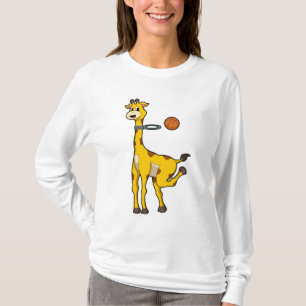 Giraffe at Basketball with Basketball hoop T-Shirt