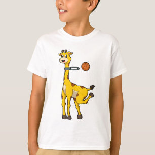 Giraffe at Basketball with Basketball hoop T-Shirt