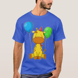 Giraffe at Birthday with Balloons T-Shirt