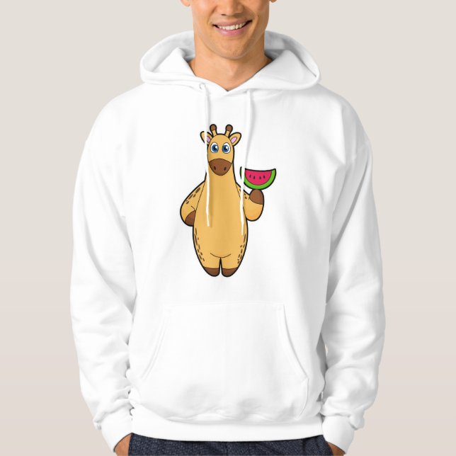 Giraffe at Eating with Watermelon Hoodie (Front)