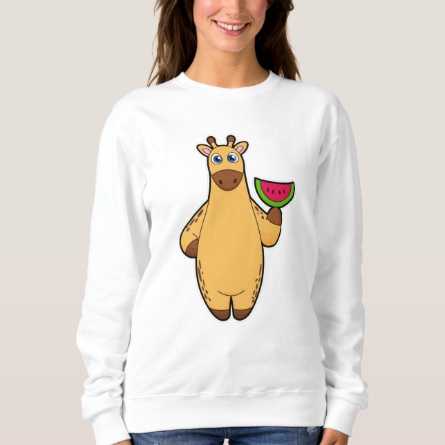 Giraffe at Eating with Watermelon Sweatshirt (Front)