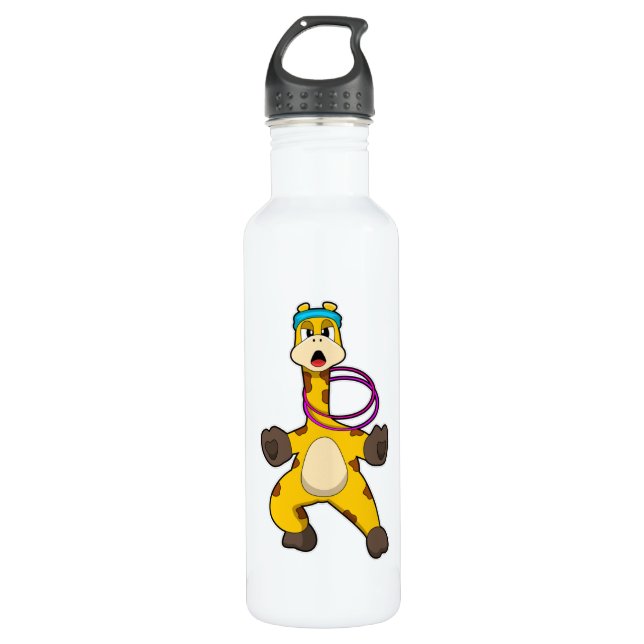 Giraffe at Fitness with Swing ring 710 Ml Water Bottle (Front)
