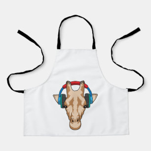 Giraffe at Music with Headphone Apron