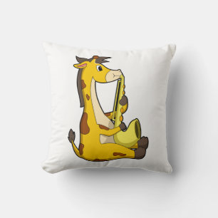 Giraffe at Music with Saxophone.PNG Cushion