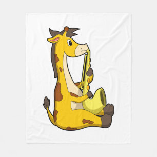 Giraffe at Music with Saxophone.PNG Fleece Blanket