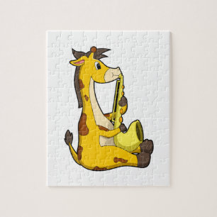 Giraffe at Music with Saxophone.PNG Jigsaw Puzzle
