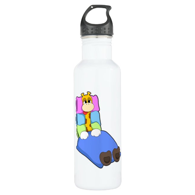 Giraffe at Sleeping with Blanket & Pillow 710 Ml Water Bottle (Front)