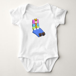 Giraffe at Sleeping with Blanket & Pillow Baby Bodysuit