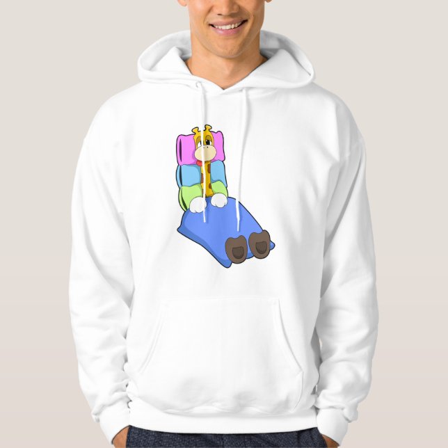 Giraffe at Sleeping with Blanket & Pillow Hoodie (Front)