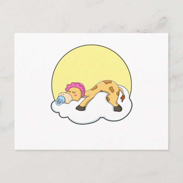 Giraffe at Sleeping with Cloud & Sun Postcard (Front)